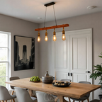 OCS - Lampada da soffitto 4 luci – lampada da soffitto a più luci in legno e metallo