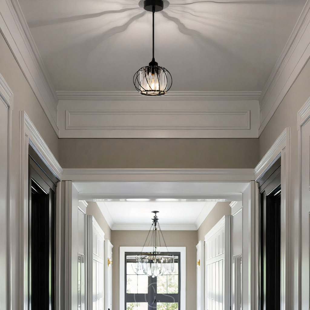 OCS - Lampada a Sospensione Nordic con Vetro Sferico – Design Nero