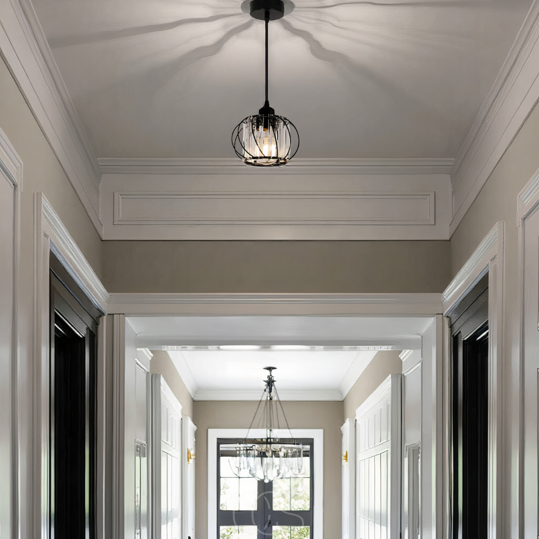 OCS - Lampada a Sospensione Nordic con Vetro Sferico – Design Nero