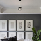 OCS - Lampada a Sospensione Nordic con Vetro Sferico – Design Nero