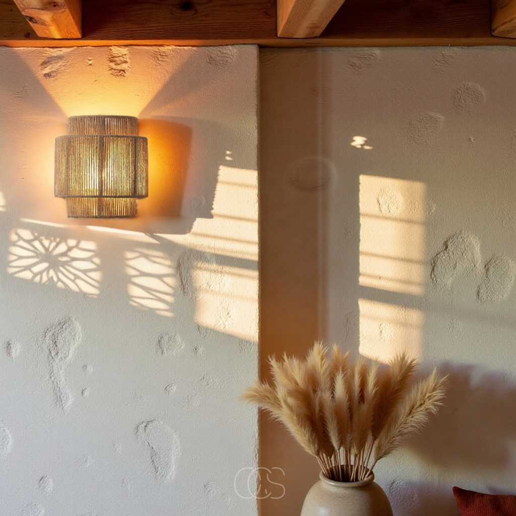 OCS - Lampada da Parete Boho in Rattan