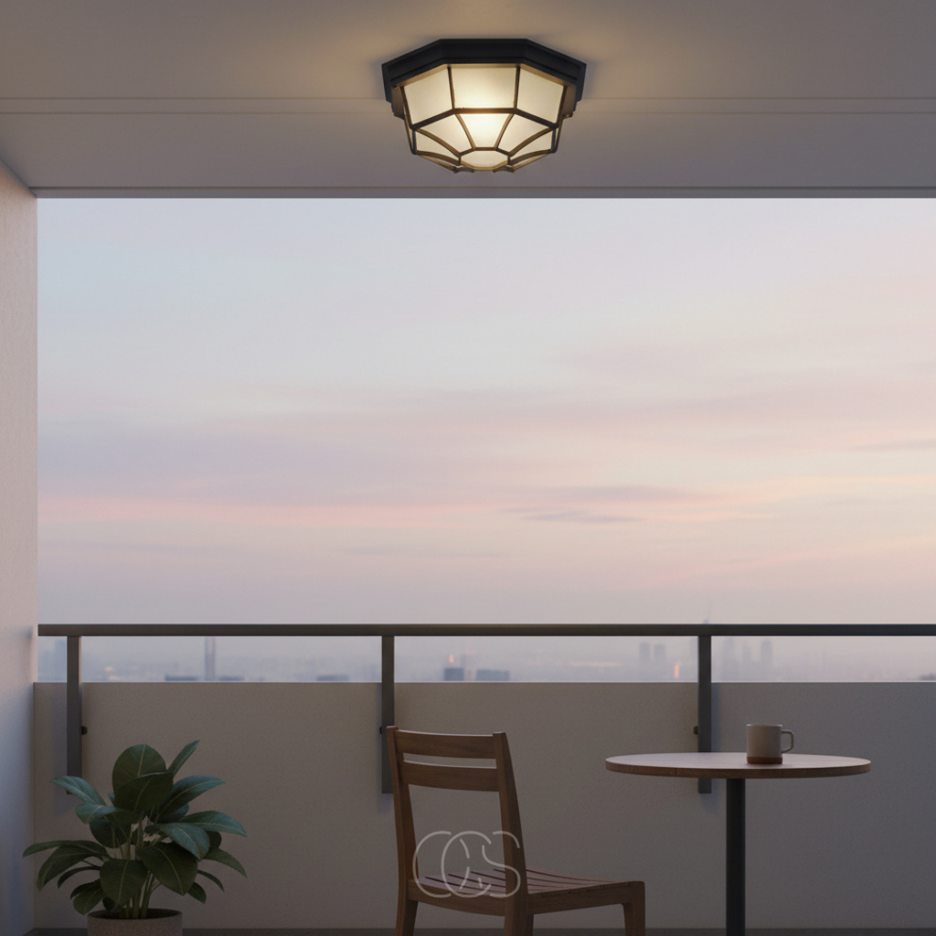 OCS - Lampada da soffitto esterna in bronzo – Alluminio e vetro
