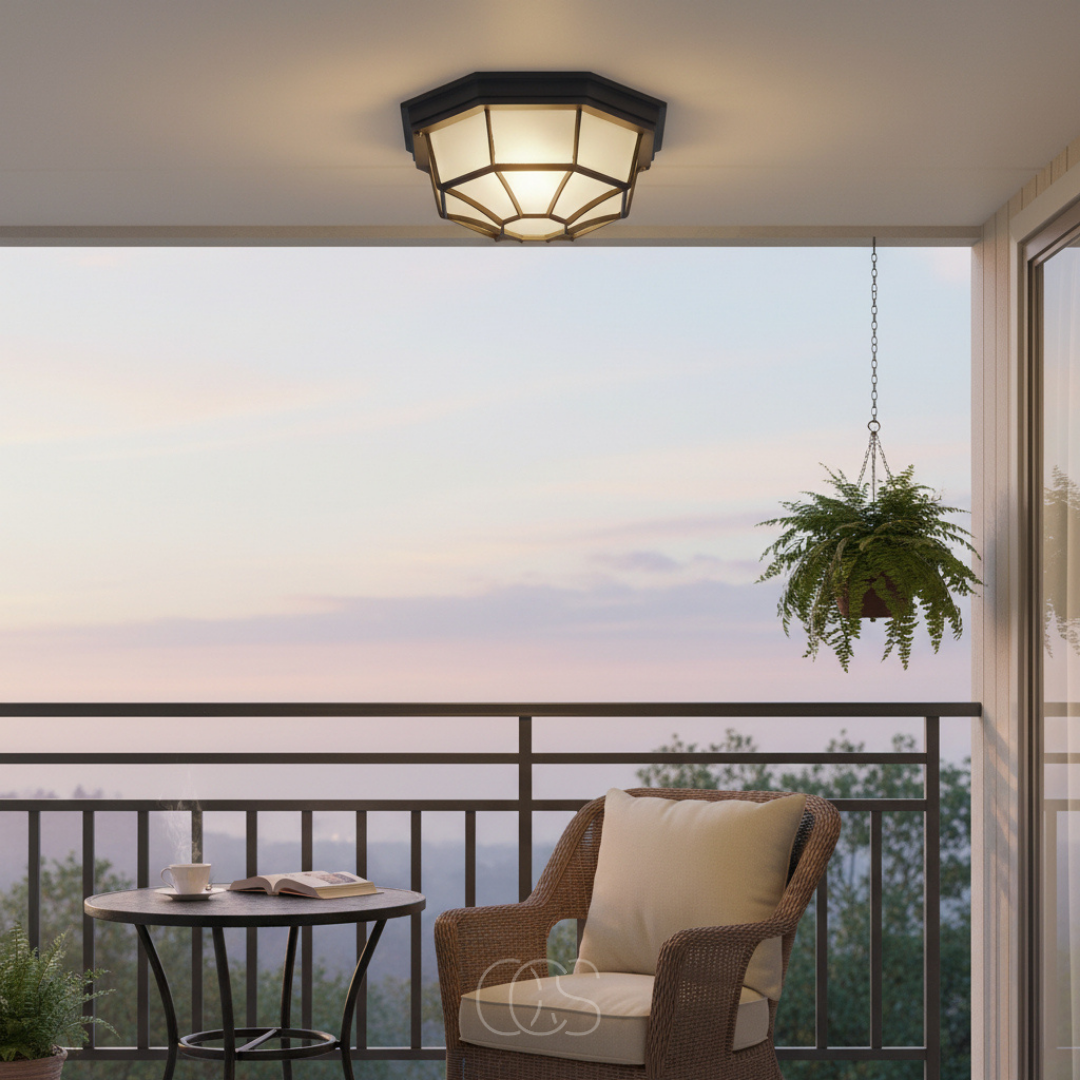 OCS - Lampada da soffitto esterna in bronzo – Alluminio e vetro