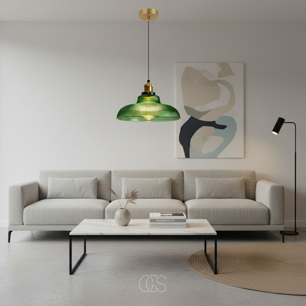 OCS - Lampada a sospensione vintage in vetro e metallo