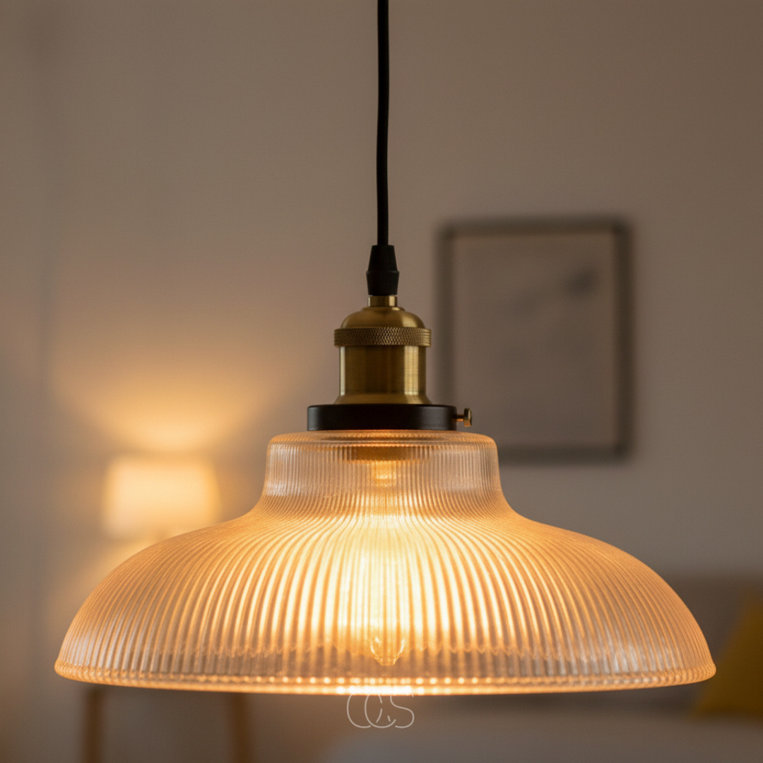 OCS - Lampada a sospensione vintage in vetro e metallo