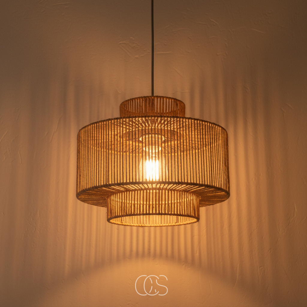 OCS - Lampada a Sospensione Bridga in Rattan - Bambù