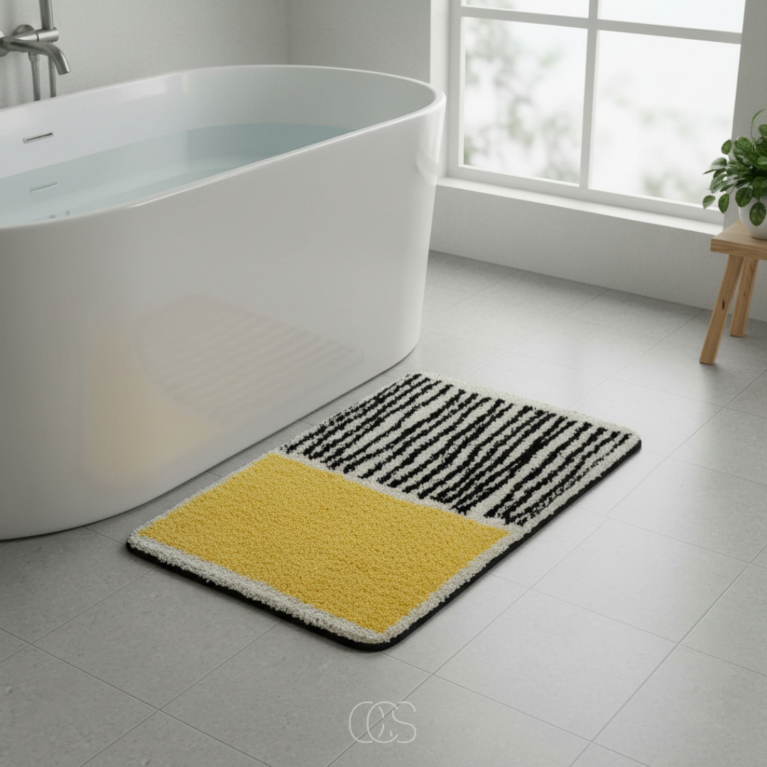 OCS - Tappetino da Bagno Astratto con Design Antiscivolo e Assorbente