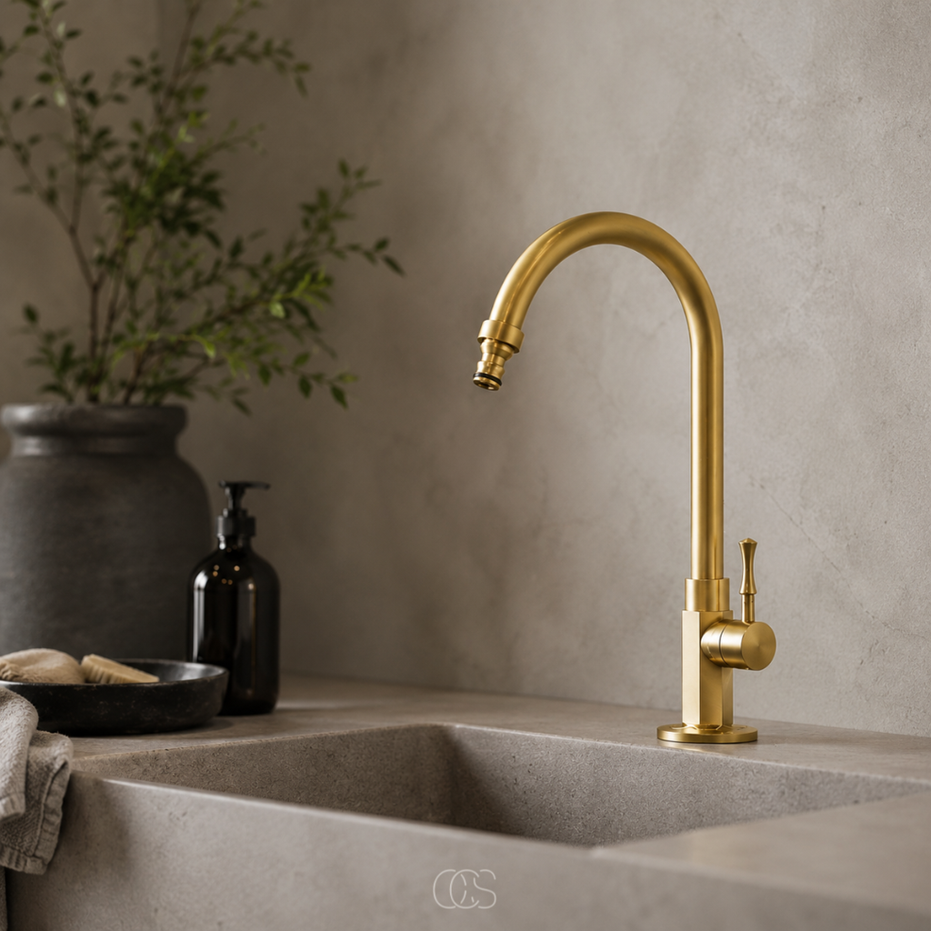 OCS - Rubinetto da cucina vintage in ottone antico