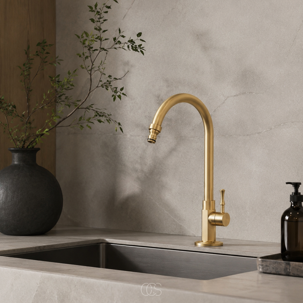 OCS - Rubinetto da cucina vintage in ottone antico
