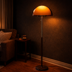 OCS - Coby Bauhaus Lampada da Terra a Fungo - Design Retro con Corda di Trazione