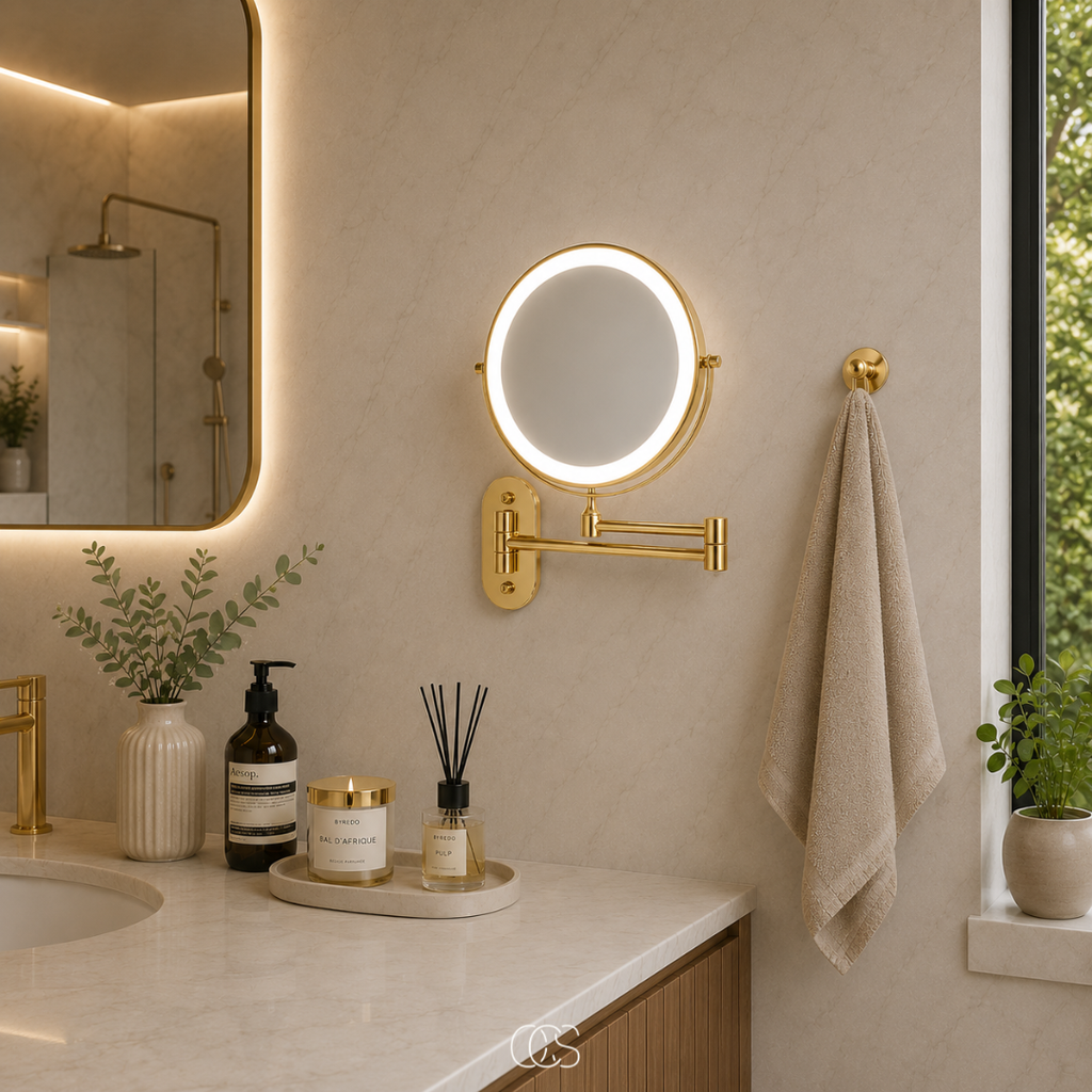 OCS - Specchio per trucco LED ricaricabile di lusso / Specchio da bagno - wireless e ricaricabile