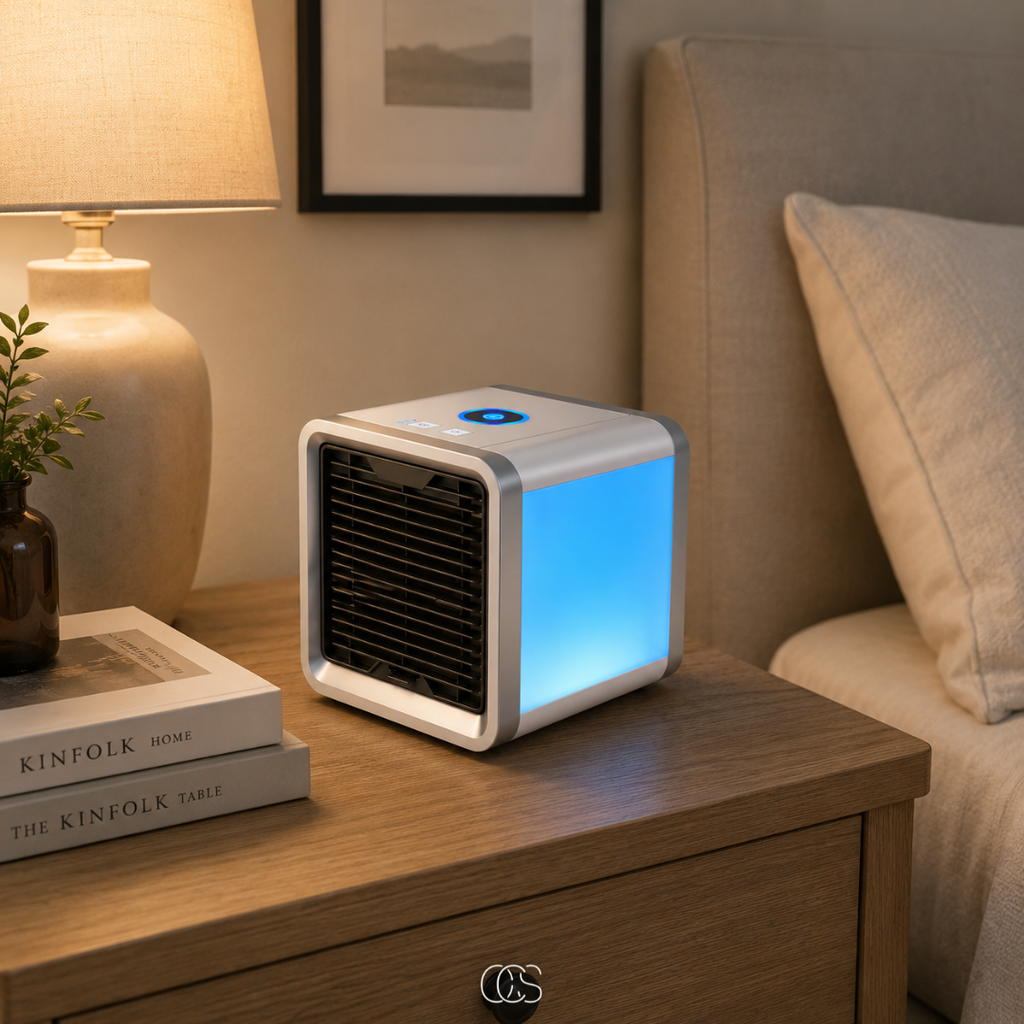 OCS - Raffrescatore Portatile con Umidificatore - Mini Condizionatore Senza Fili con Illuminazione LED e USB