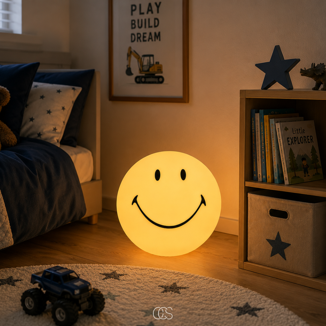 OCS - Lampada per bambini Smiley - Lampada LED per la cameretta, soggiorno e camera da letto