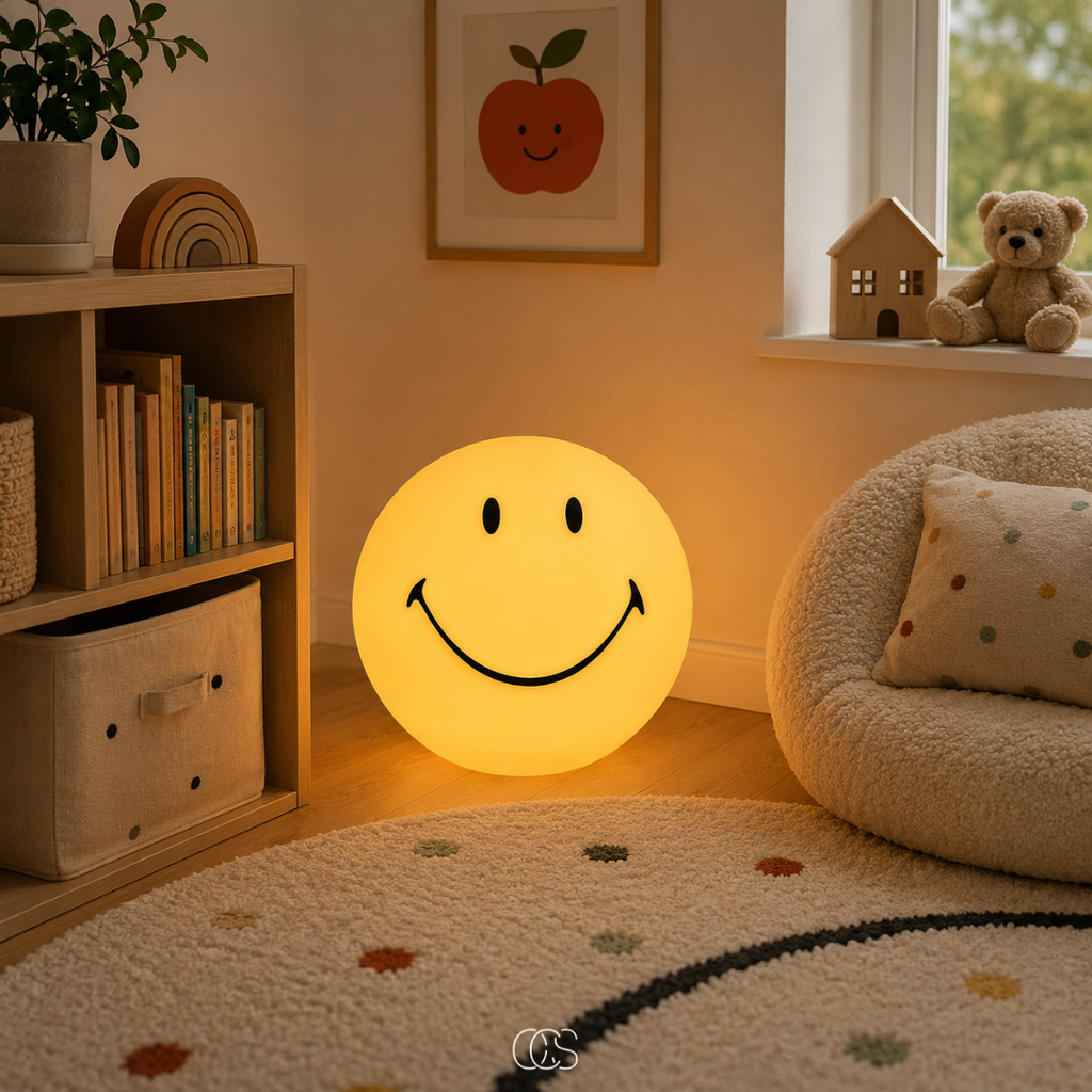 OCS - Lampada per bambini Smiley - Lampada LED per la cameretta, soggiorno e camera da letto