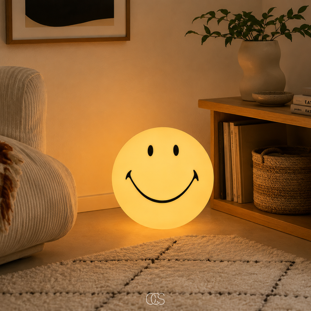 OCS - Lampada per bambini Smiley - Lampada LED per la cameretta, soggiorno e camera da letto