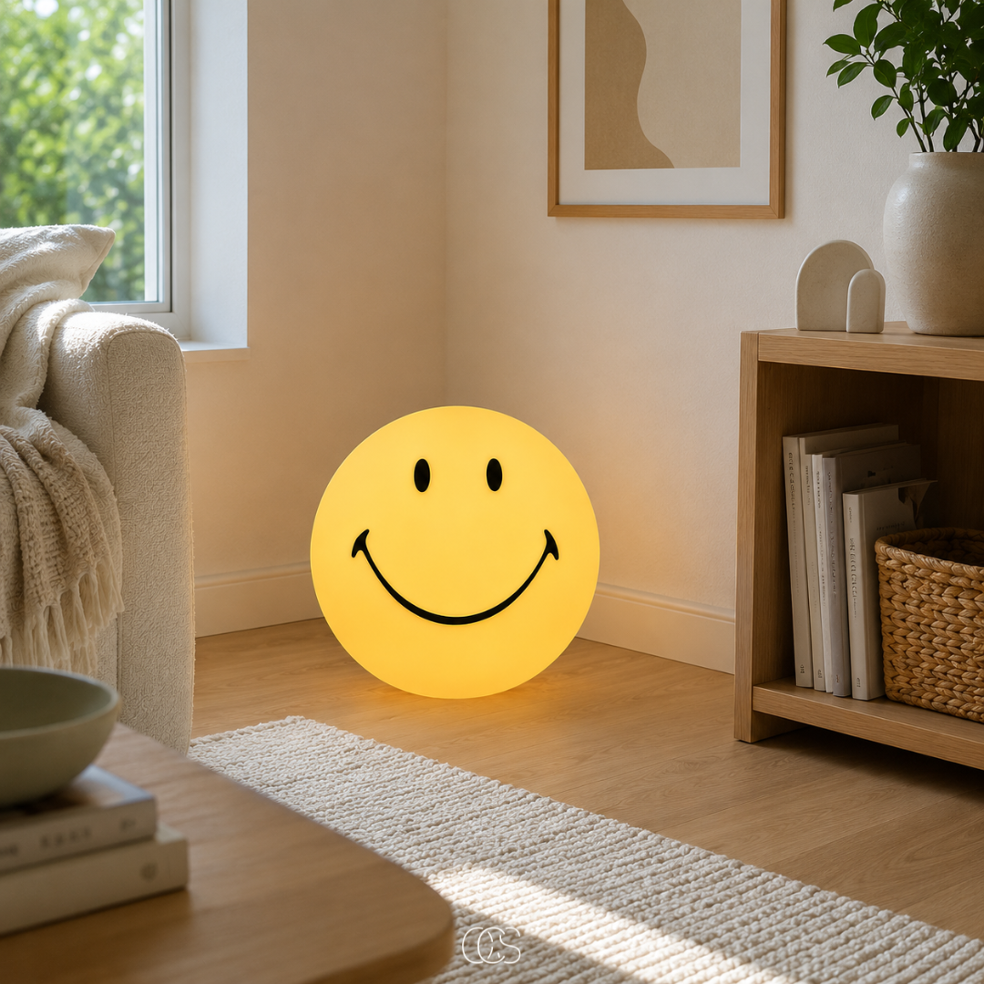OCS - Lampada per bambini Smiley - Lampada LED per la cameretta, soggiorno e camera da letto