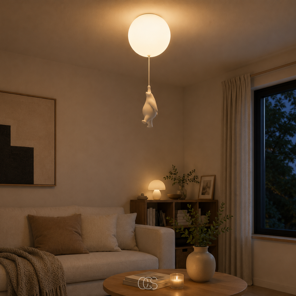 OCS - Lampada da soffitto Bambo Bear Balloon - Lampada LED giocosa per cameretta