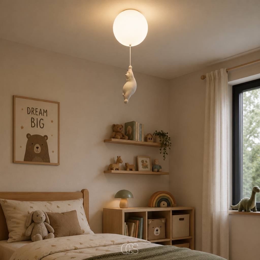 OCS - Lampada da soffitto Bambo Bear Balloon - Lampada LED giocosa per cameretta