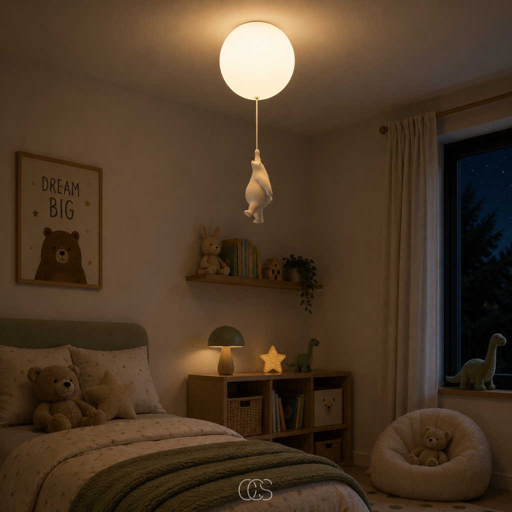 OCS - Lampada da soffitto Bambo Bear Balloon - Lampada LED giocosa per cameretta