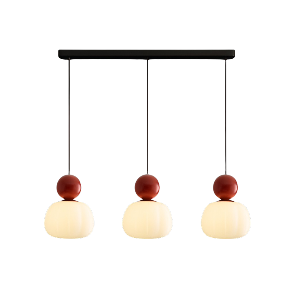 Lampada a sospensione in vetro opale con cappuccio sferico colorato