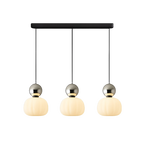 Lampada a sospensione in vetro opale con cappuccio sferico colorato