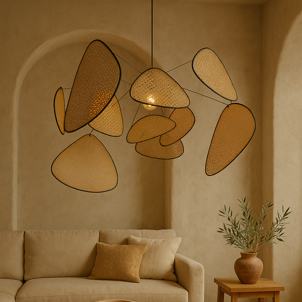 Lampada a sospensione in Rattan Organico