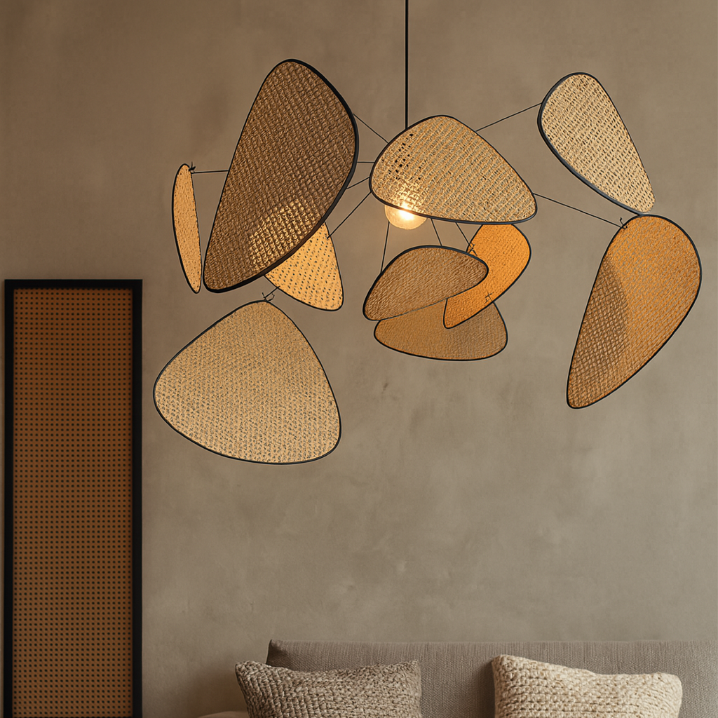 Lampada a sospensione in Rattan Organico