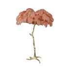 Lampada da terra in ottone con piume di struzzo