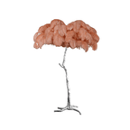 Lampada da terra in ottone con piume di struzzo