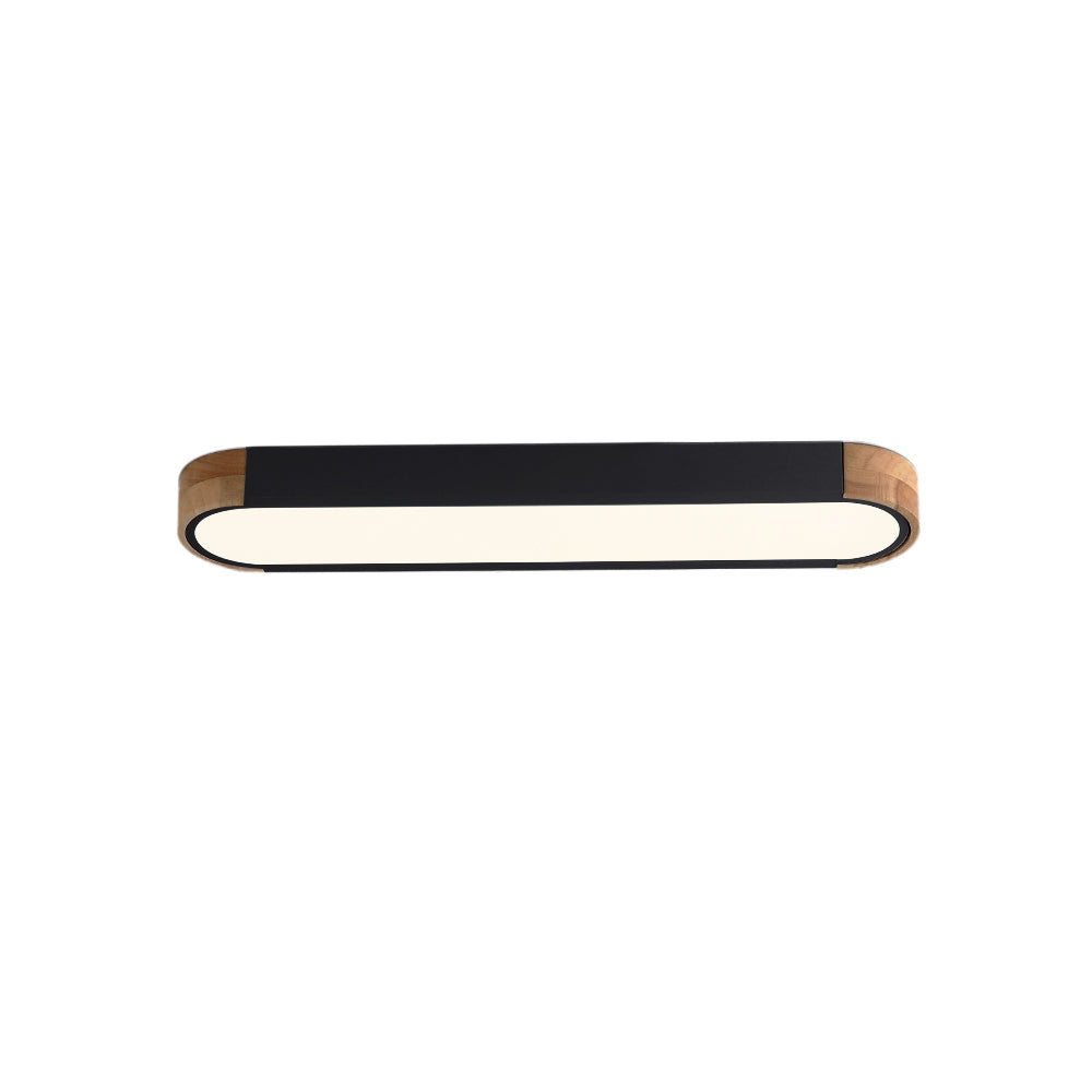 Plafoniera LED Ovale con Accento in Legno