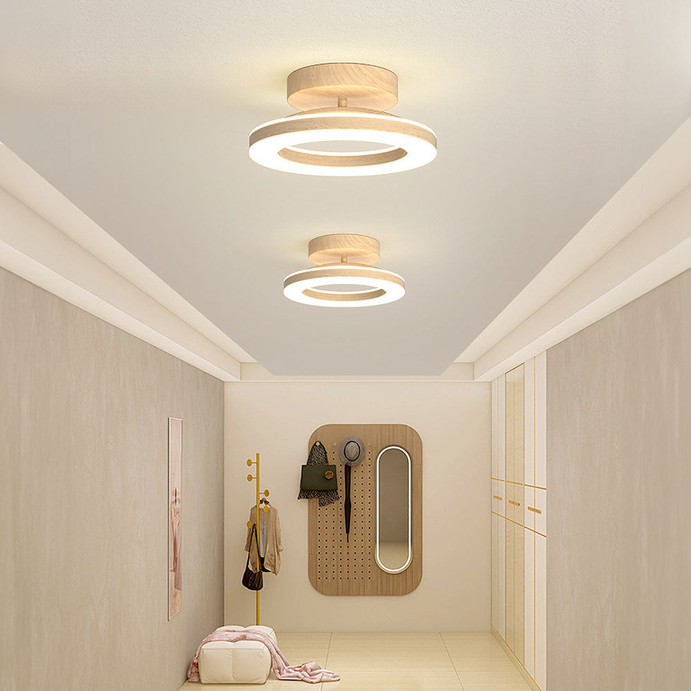 Ovelle Lampada da soffitto – Metallo/Acrilico – Legno caldo – Ø 20/30 cm – Design ad anello aperto per soggiorno