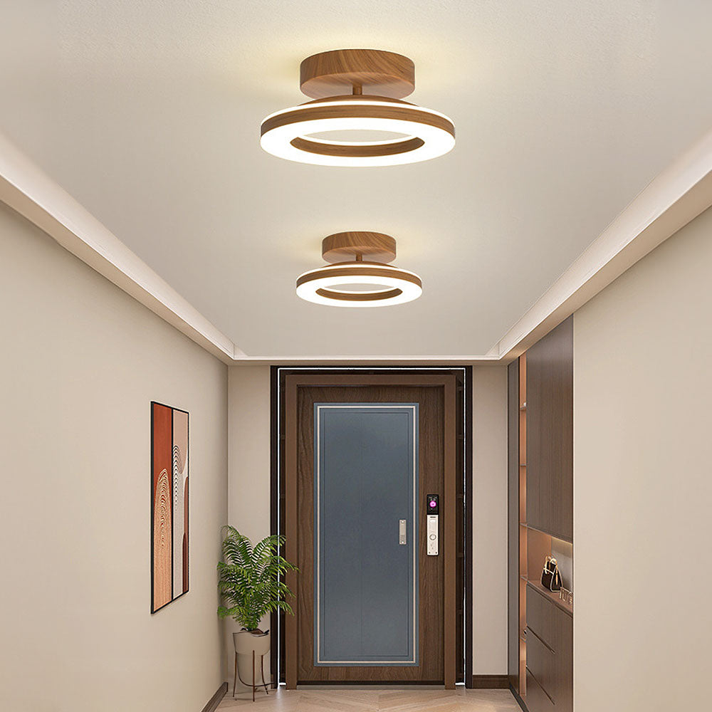 Ovelle Lampada da soffitto – Metallo/Acrilico – Legno caldo – Ø 20/30 cm – Design ad anello aperto per soggiorno