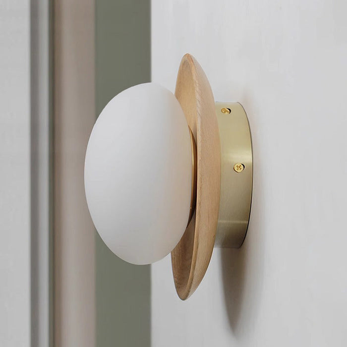 Lampada da parete in legno Ozon – Legno – Naturale – Ø 30 cm – Minimalista