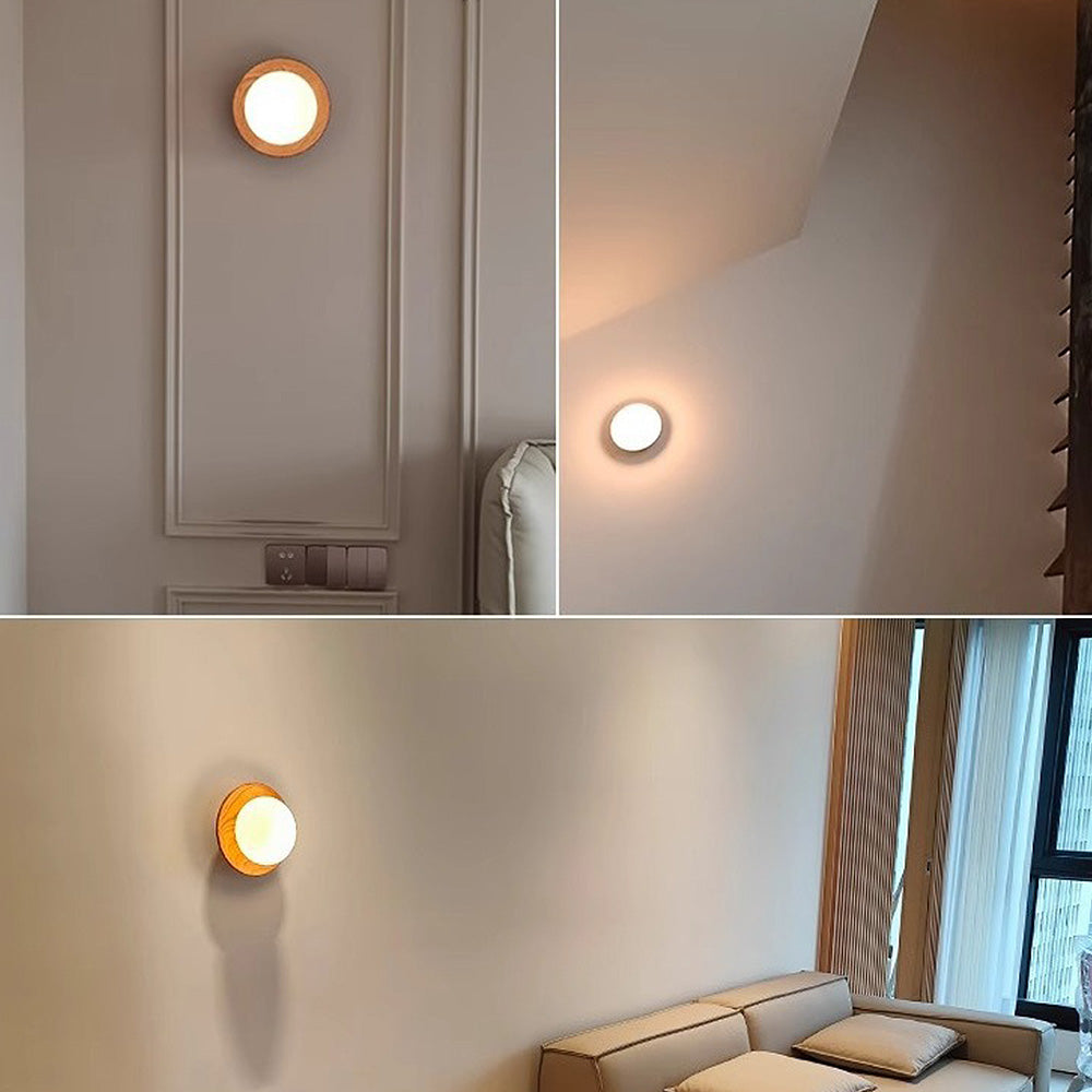 Lampada da parete in legno Ozon – Legno – Naturale – Ø 30 cm – Minimalista