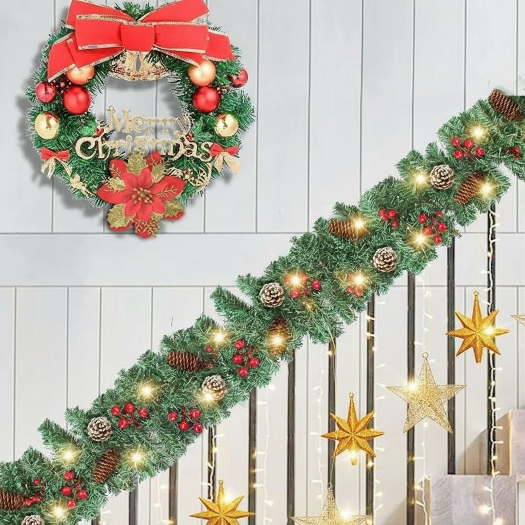 Ghirlanda di Natale con 50 LED e Timer – Decorazione Natalizia Illuminata
