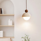 Lampada a Sospensione Vaire in Vetro e Travertino