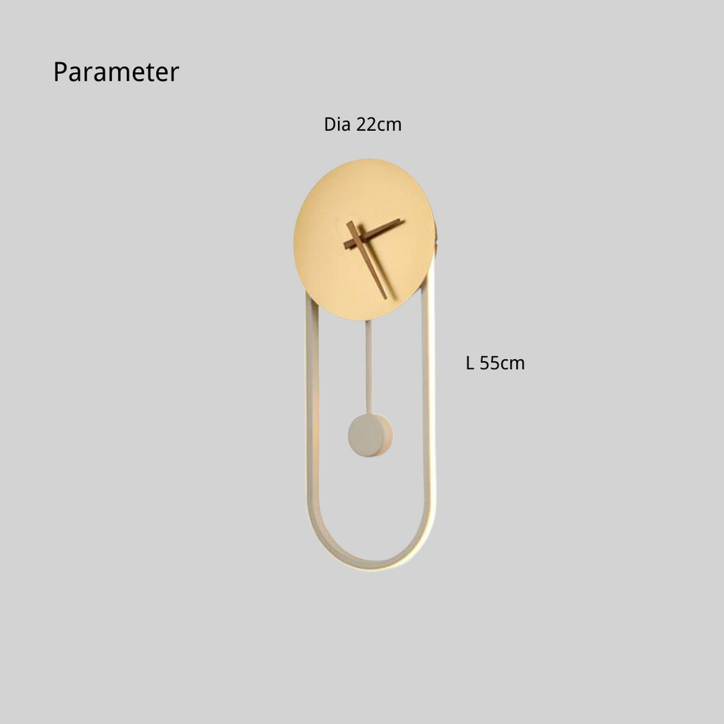 Lampada da Parete Orologio Nordic Arisha, Oro e Nero