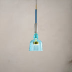 Lampada a sospensione in vetro colorato pastello con paralume a campana