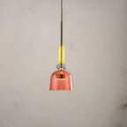 Lampada a sospensione in vetro colorato pastello con paralume a campana