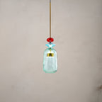 Lampada a sospensione in vetro colorato pastello con paralume a campana