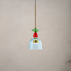Lampada a sospensione in vetro colorato pastello con paralume a campana