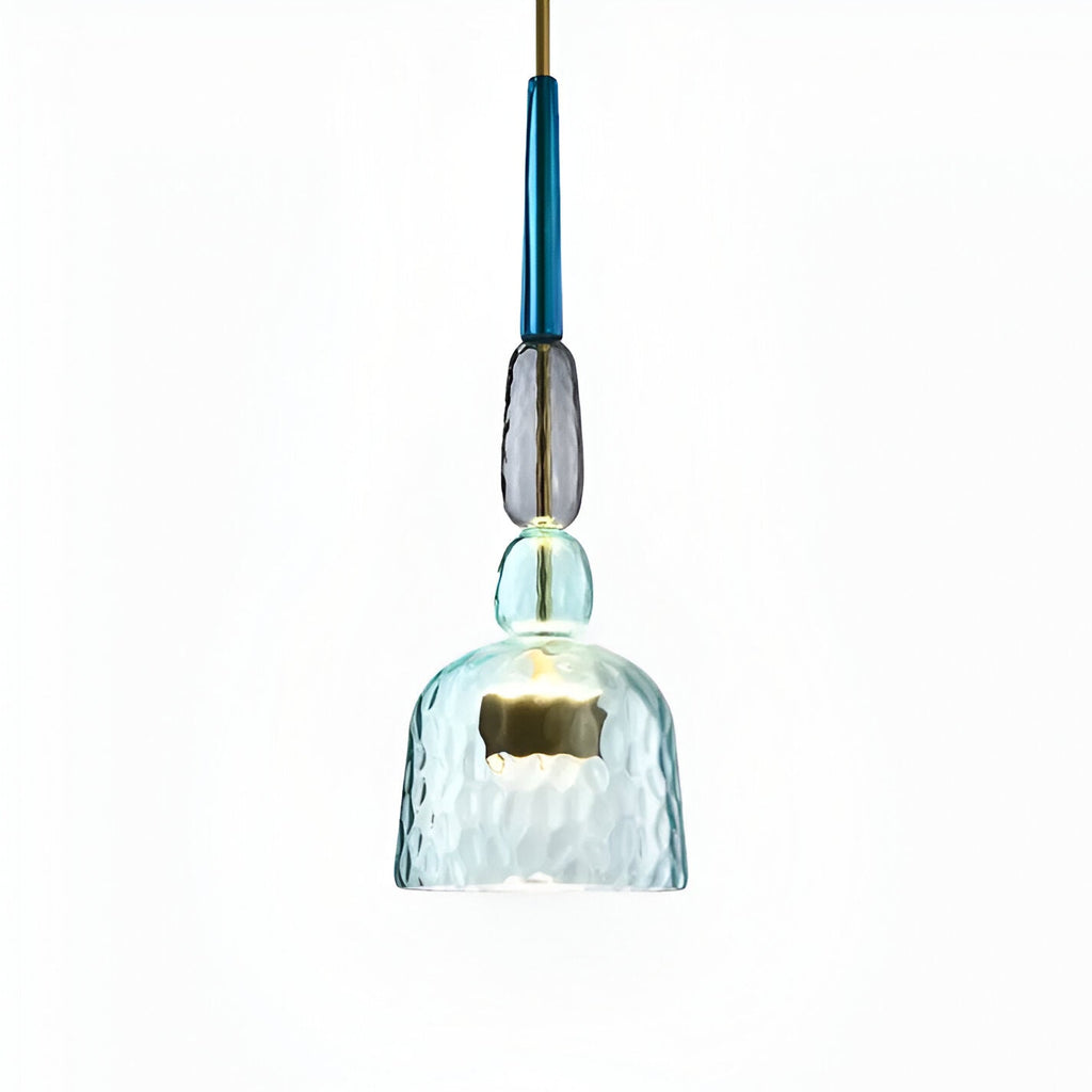 Lampada a sospensione in vetro colorato pastello con paralume a campana