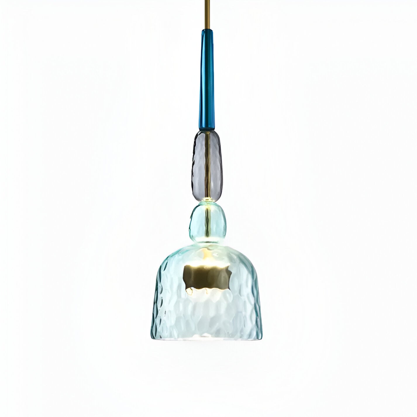 Lampada a sospensione in vetro colorato pastello con paralume a campana