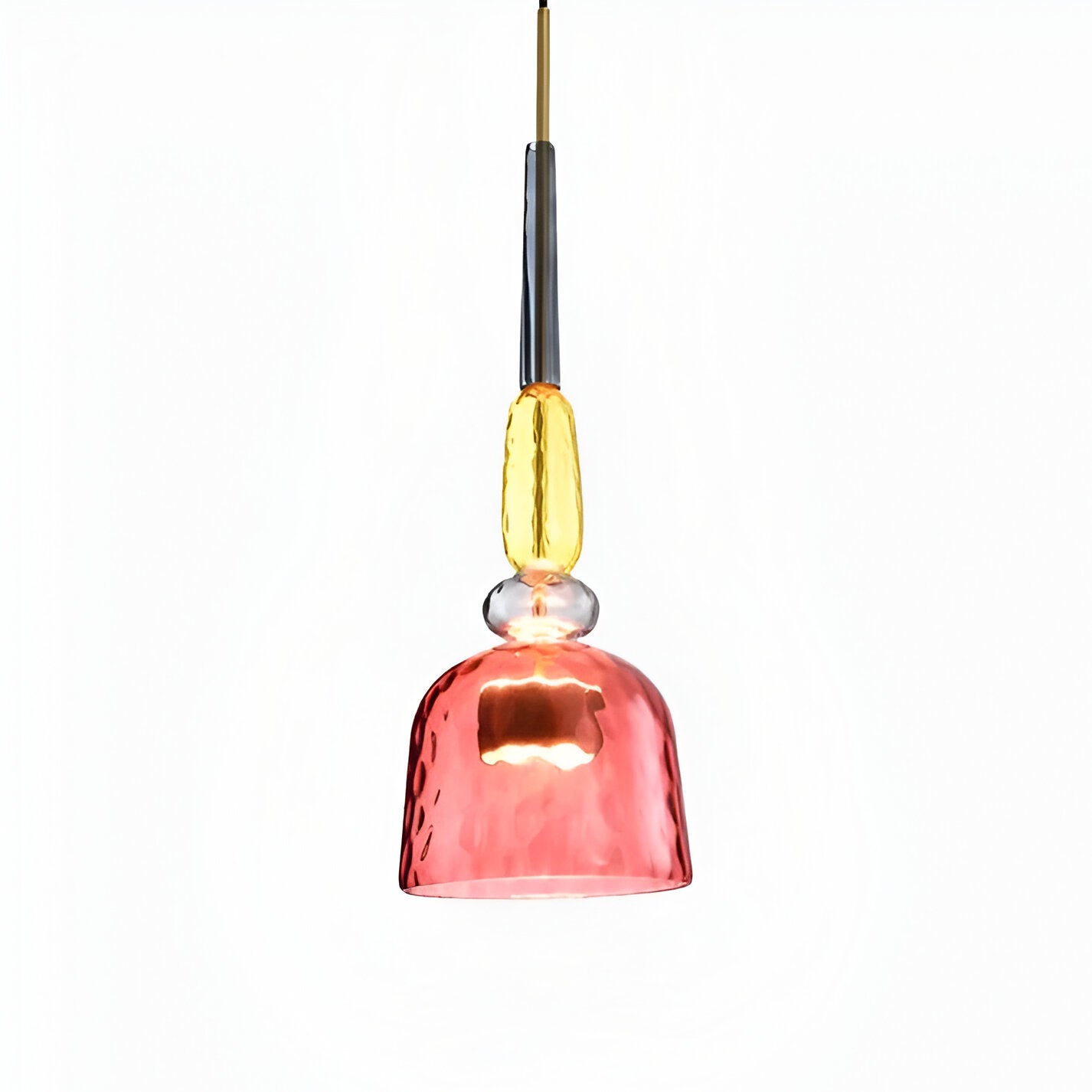 Lampada a sospensione in vetro colorato pastello con paralume a campana