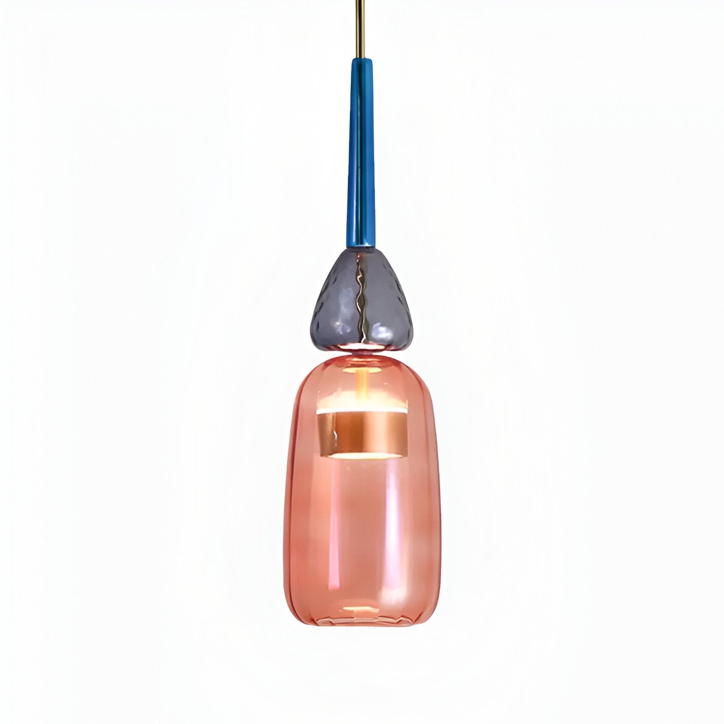 Lampada a sospensione in vetro colorato pastello con paralume a campana