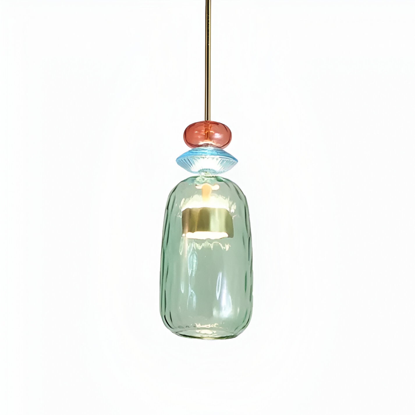 Lampada a sospensione in vetro colorato pastello con paralume a campana