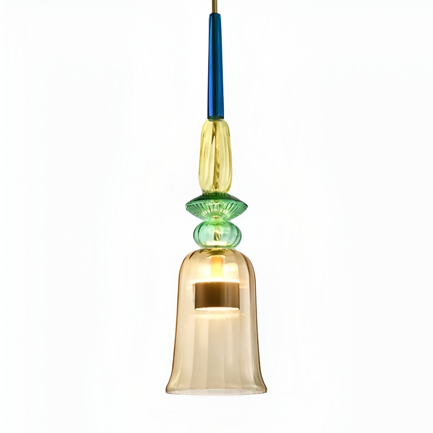 Lampada a sospensione in vetro colorato pastello con paralume a campana