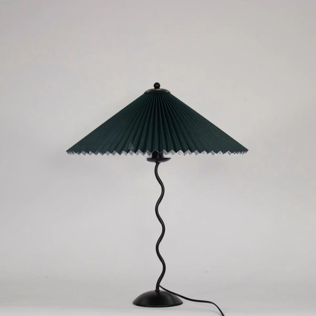 Lampada da tavolo Pavon – Metallo & Tessuto – Nero, Beige, Bianco, Verde Scuro – Design Moderno