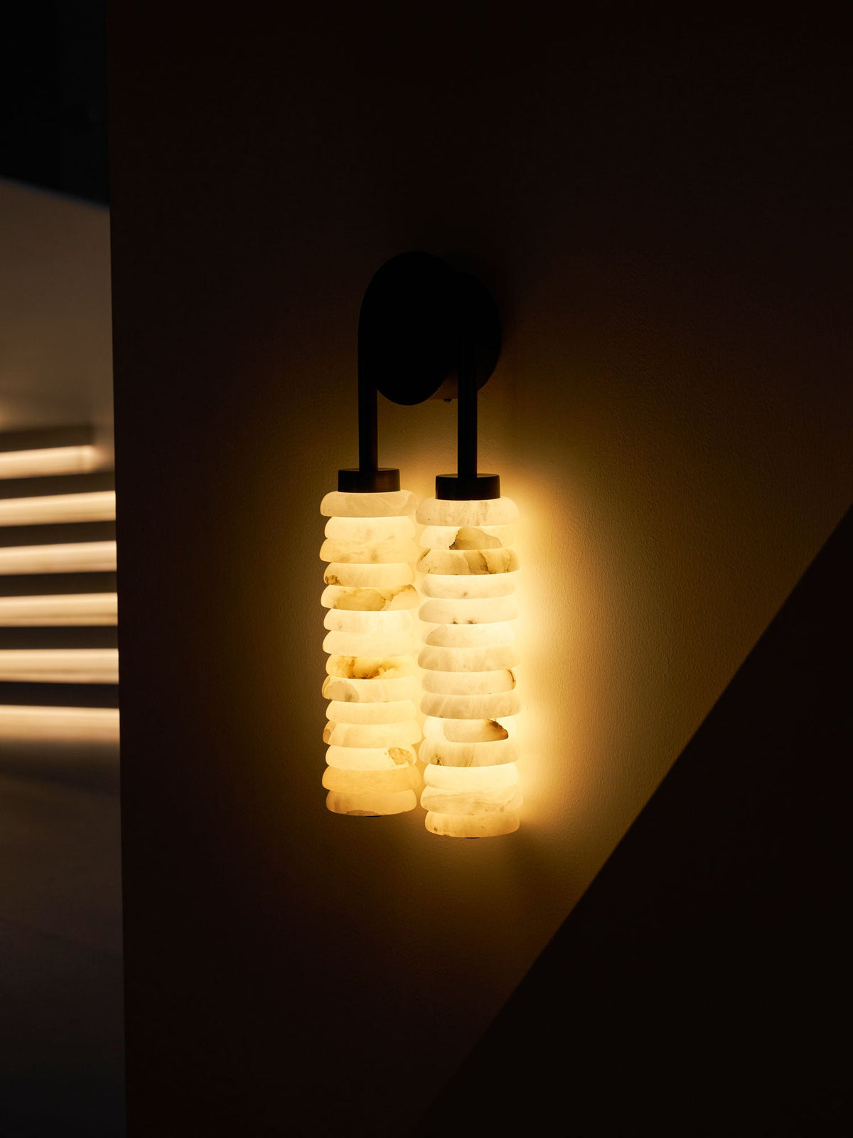 Lampada da Parete Payson Doppia in Alabastro