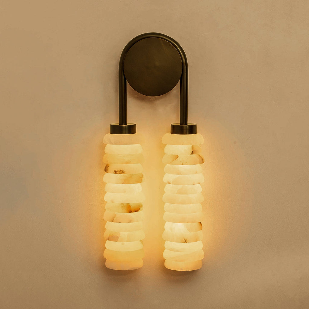 Lampada da Parete Payson Doppia in Alabastro